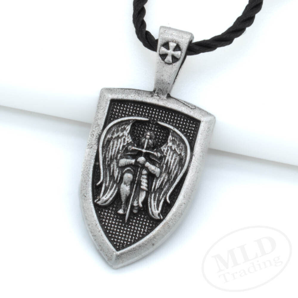 Patron Saint St Michael The Archangel Protect Us Medal Shield Pendant Necklace Без бренда - фотография #4