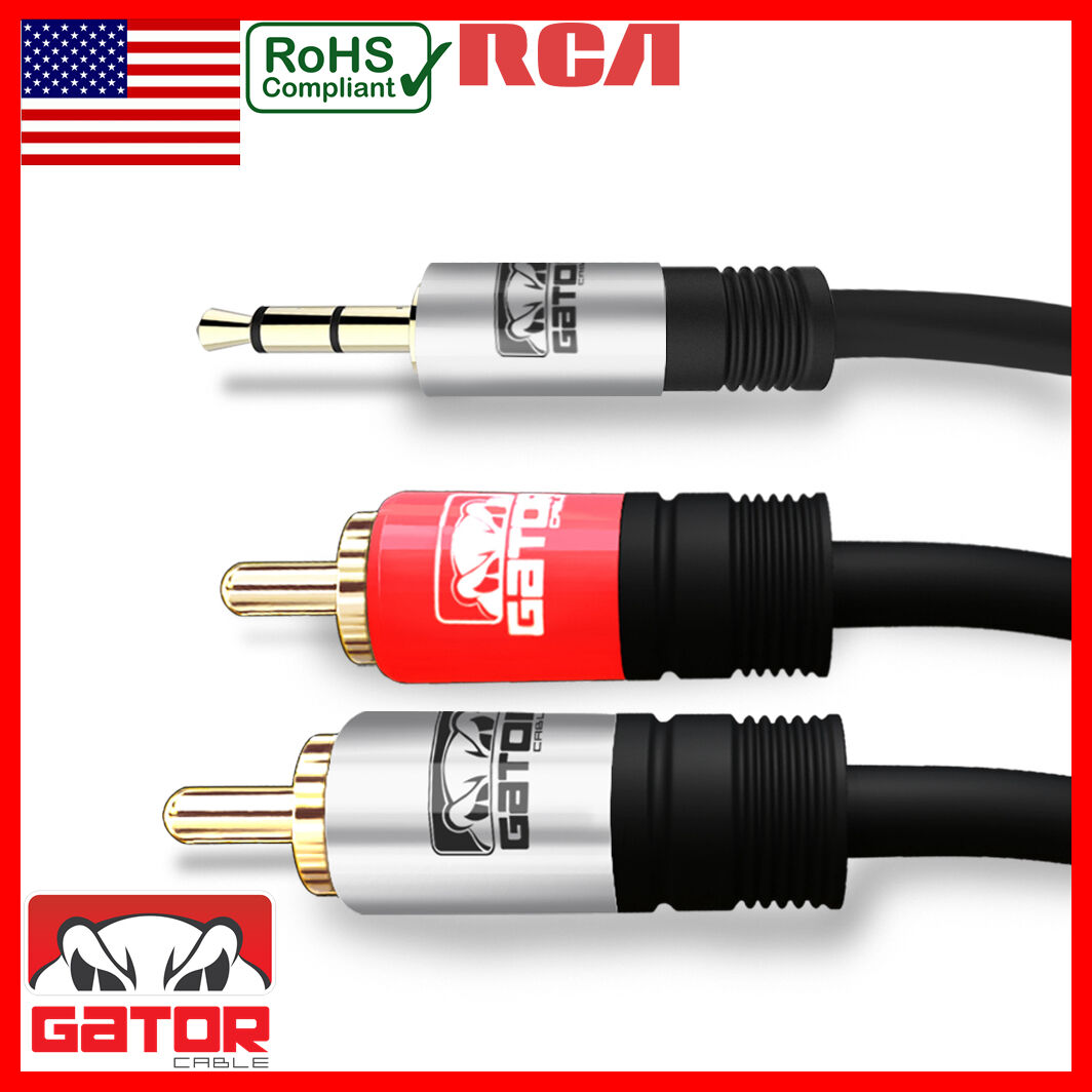 AUX Auxiliary 3.5mm Audio Male to 2 RCA Y Male Stereo Cable Cord Wire Plug Gator Cable AUX-3.5MM-To-2RCA-Cable - фотография #10