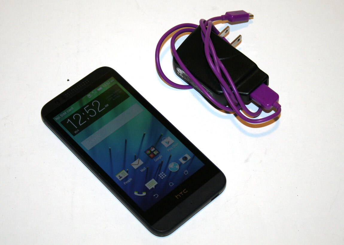 HTC Desire 510 Cricket Locked Black Smartphone with AC Power Supply Adapter-Used HTC