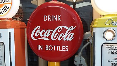 1940S 1950S ERA COCA-COLA EXTRA LARGE STEEL 26 INCH DIAMETER BUTTON/DISC SIGN    Coca-Cola - фотография #3