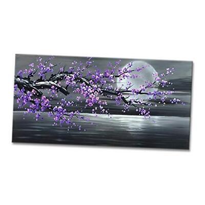 Purple Flower Painting on Canvas Black and White Seascape Wall Art 48"W x 24"H Does not apply Does Not Apply