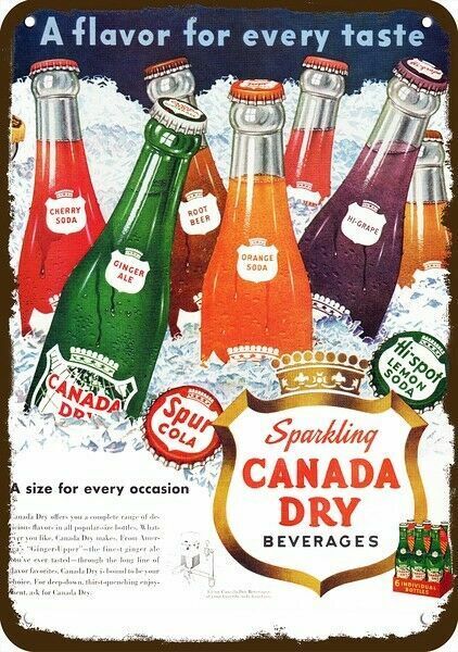 1950 Sparkling CANADA DRY Soda Vintage-Look-Edge DECORATIVE REPLICA METAL SIGN Без бренда