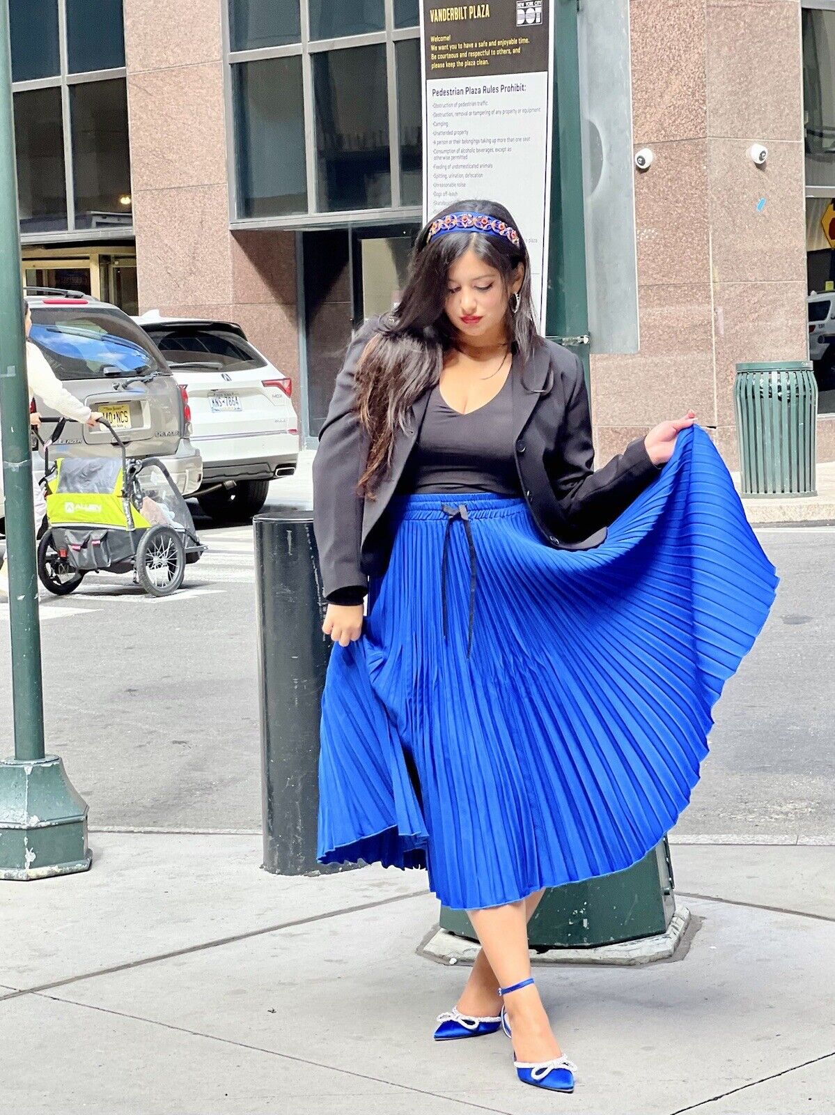 Luxurious Pleated midi satin blue skirt for Women elegant skirt - Brand new Unbranded - фотография #12