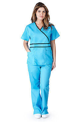 Medical Nursing Women Scrubs NATURAL UNIFORMS Contrast Mock Sets Size XS - 3XL Natural Uniforms - фотография #7