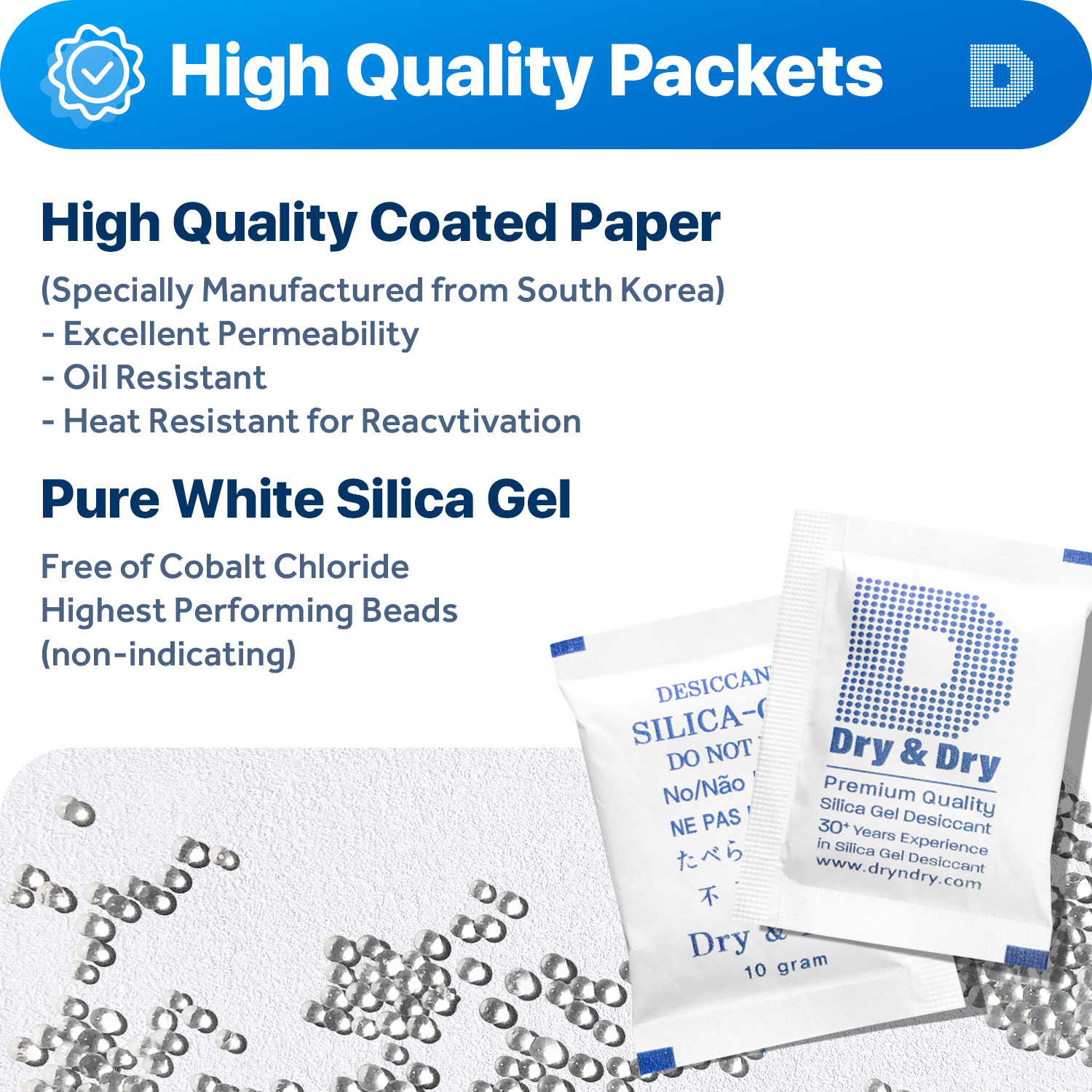 10 gram X 15 PK "Dry&Dry" Silica Gel Desiccant Packets - Reusable(FDA Compliant) Dry & Dry DD10G15 - фотография #2
