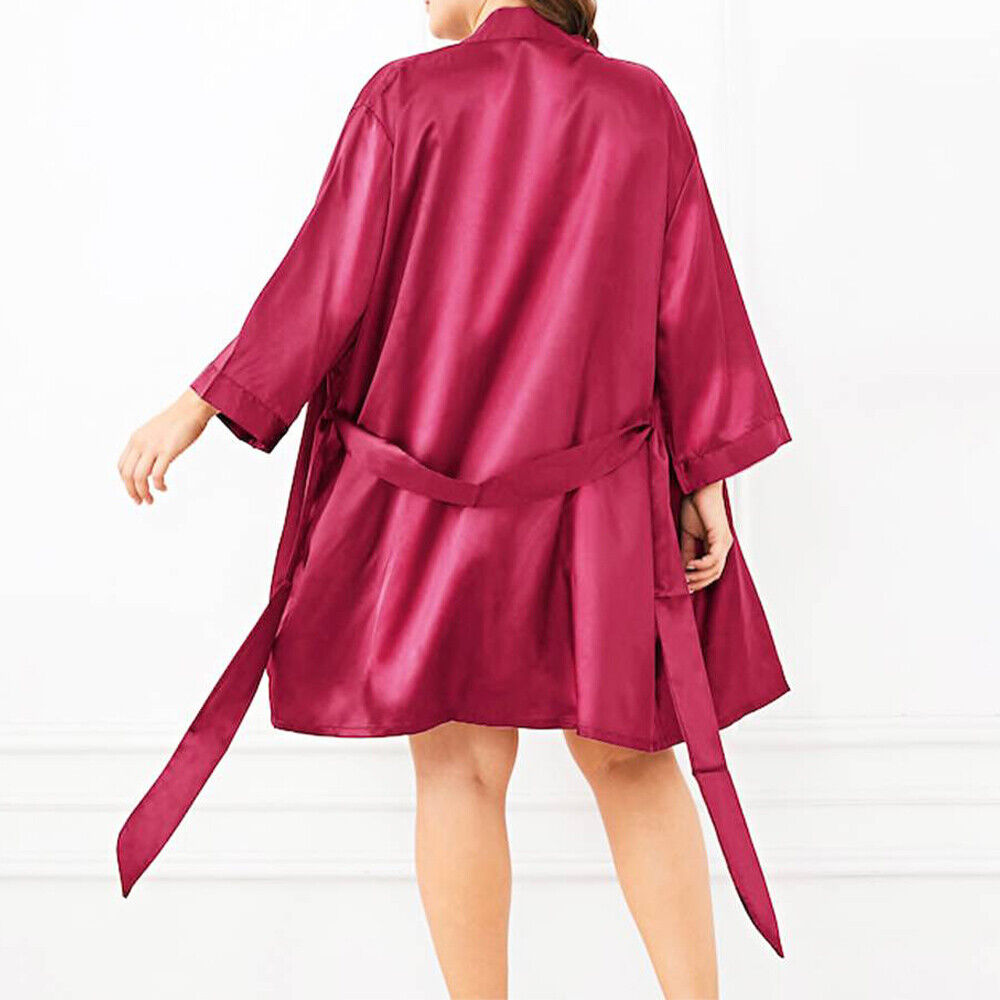 Womens Sexy Satin Silk Lace Bathrobe Lingerie Kimono Dressing Up Gown Sleepwear Unbranded Does Not Apply - фотография #6