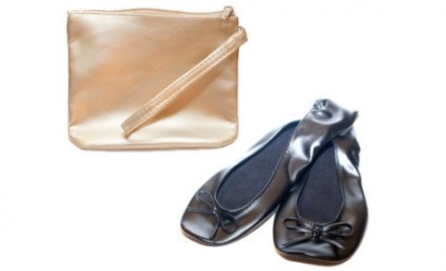 Dr Scholls FAST FLATS Foldable Ballet Flats & Gold Wristlet Bag NEW ALL SIZES Dr. Scholl's - фотография #4