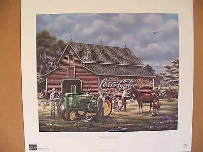 1998 Coca Cola John Deere Fine Art Print Signed Pamela C. Renfroe #1500/1500 Coca-Cola
