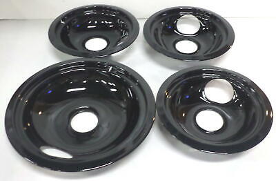4 Pack Porcelain Black Drip Pans Bowls for GE Range 3-WB31M20 1-WB31M19 Stanco DB6