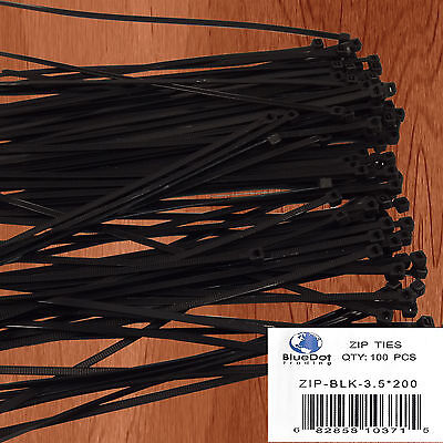 USA 100 PACK 8 INCH ZIP TIES NYLON 40 LBS UV WEATHER RESISTANT BLACK WIRE CABLE BlueDot Trading ZIP-BLK-3.5*200 - фотография #6