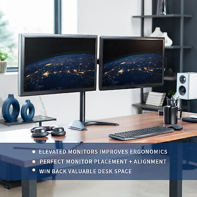 VIVO Black Dual Monitor Articulating Desk Stand Mount, Fits Up to 27" Screens VIVO STAND-V002F - фотография #2