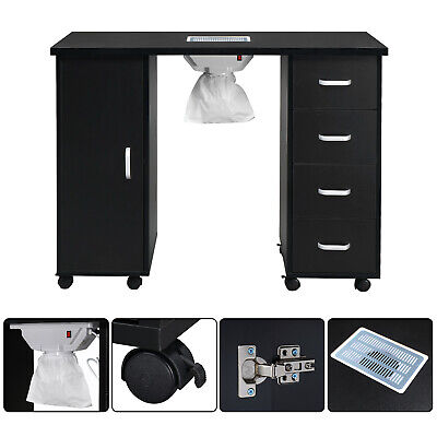 Black Nail Table with Fan and 4 Drawers for Manicures - Single Door Unbranded - фотография #10