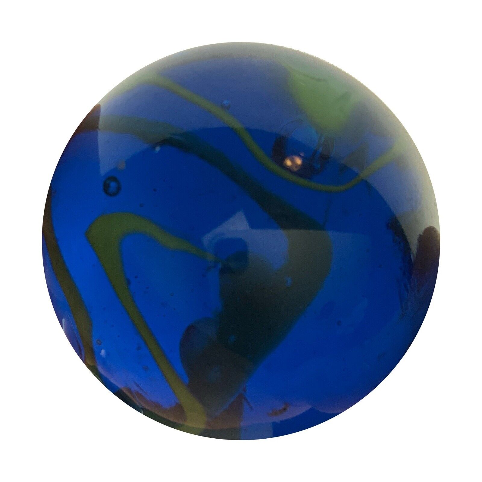 TOE BREAKER 50mm (2") SEA TURTLE clear Blue/Green Marbles glass ball HUGE Swirl Vacor Does Not Apply - фотография #8