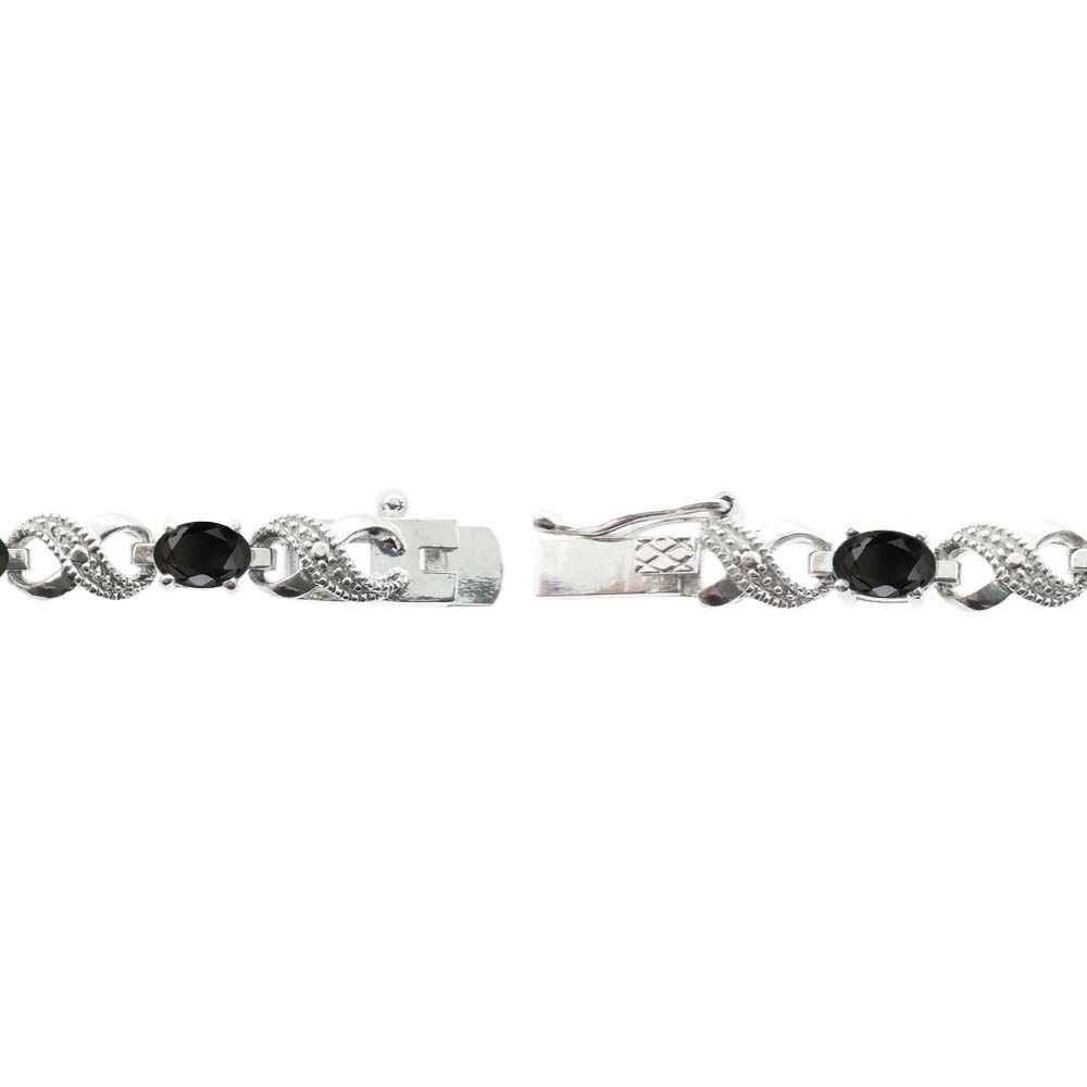 7.2ct TGW Genuine Black Sapphire & Diamond Accent Infinity Bracelet in Brass Silverspeck - фотография #2