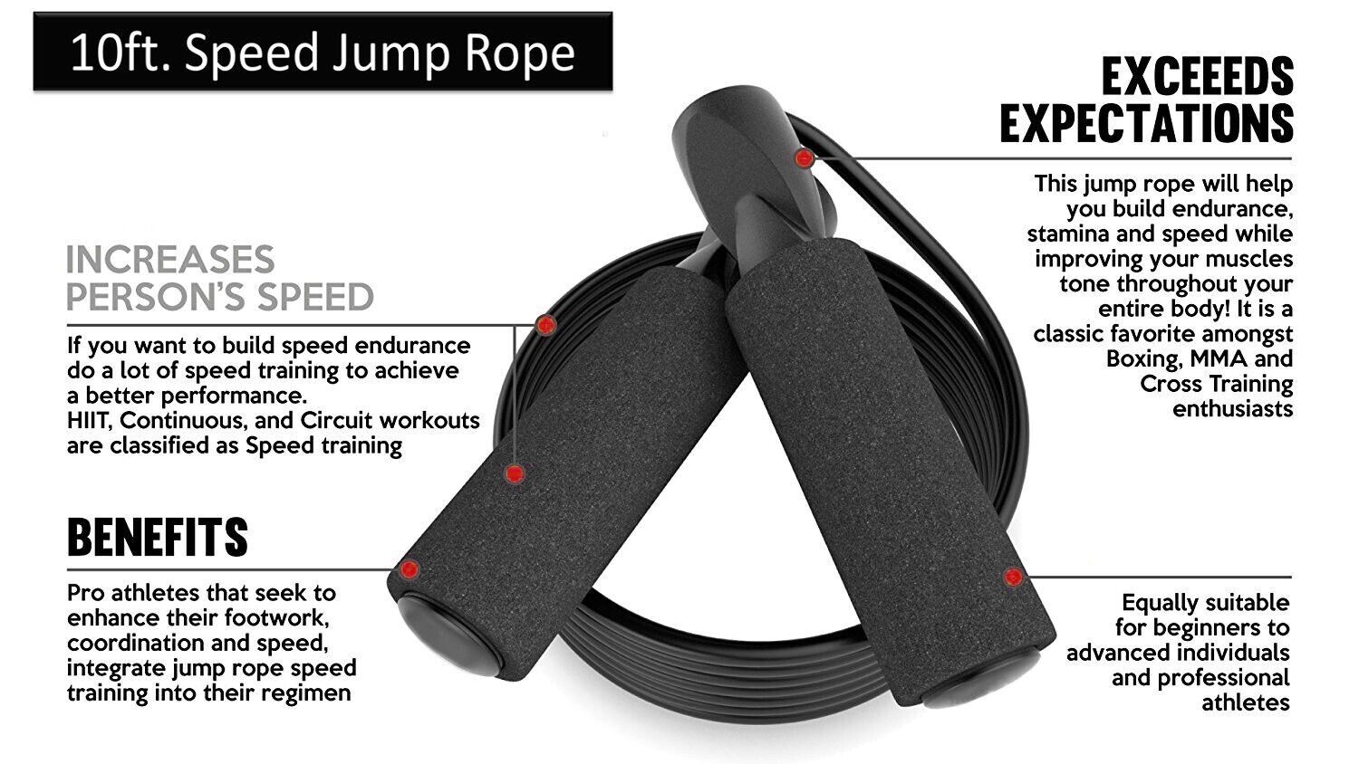 Aerobic Exercise Boxing Skipping Jump Rope Adjustable Bearing Speed Fitness BLK FITNESS MANIAC Does Not Apply - фотография #7