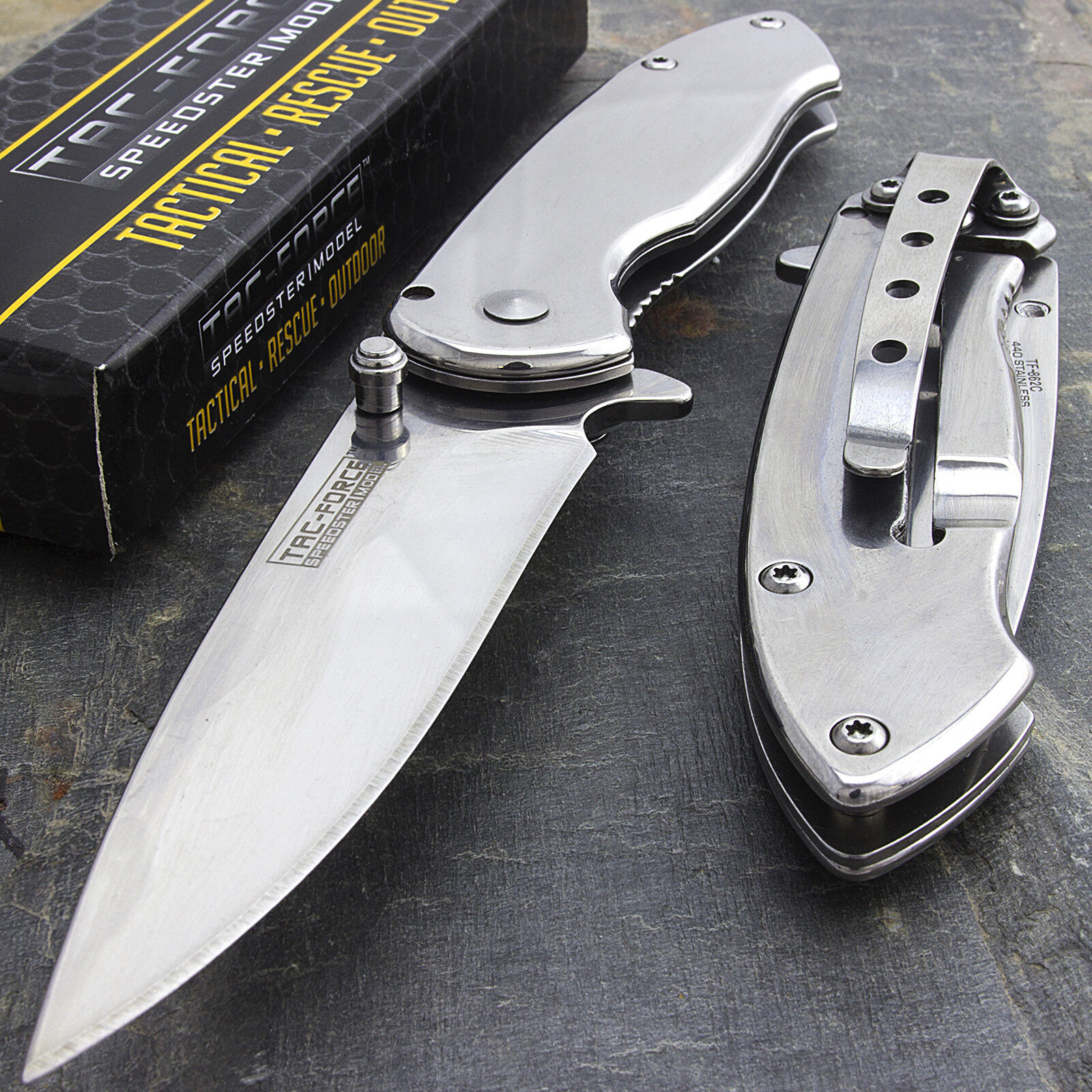 7" TAC FORCE EDC MIRROR BLADE SPRING ASSISTED TACTICAL FOLDING KNIFE Assist Open Tac-Force TF-862C