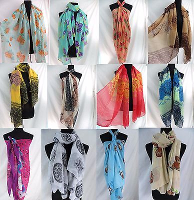 lot of 10 wholesale pareo dress sarong retro boho fashion scarves Unbranded