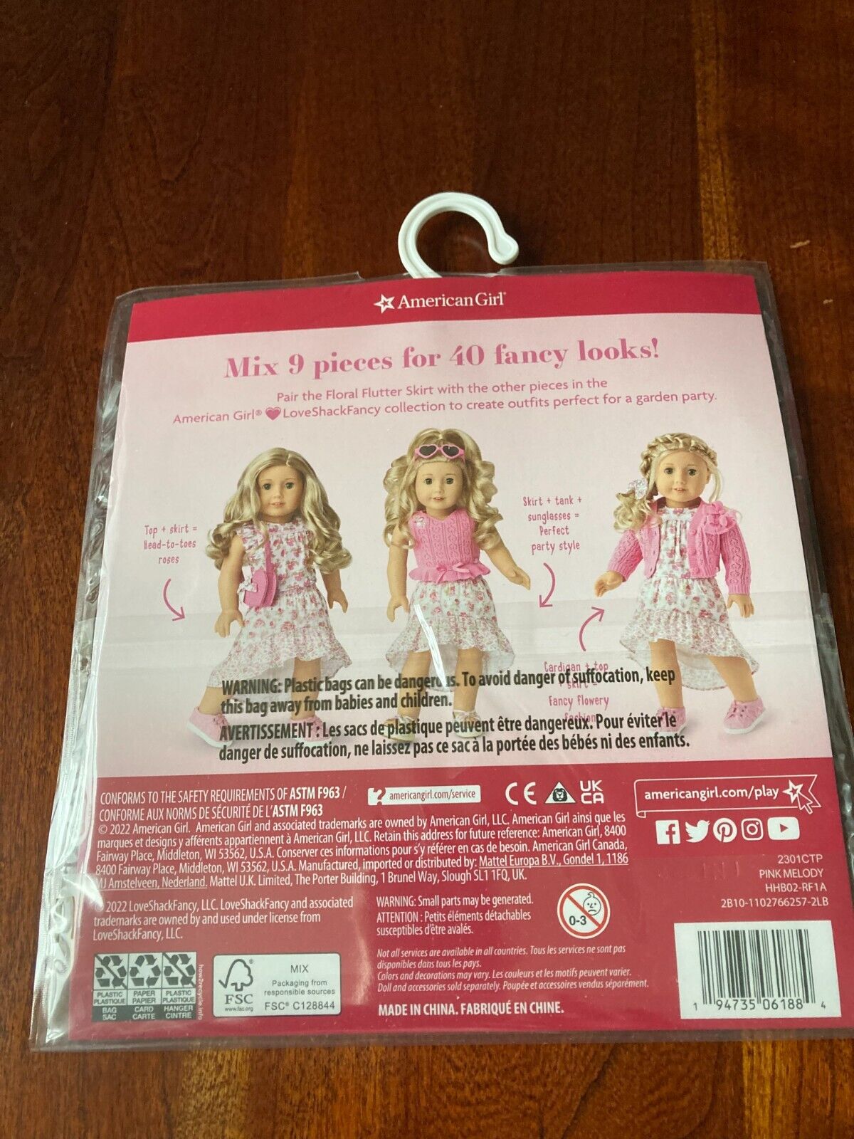 AMERICAN GIRL 18" DOLL LOVE SHACK FANCY FLORAL FLUTTER SKIRT PINK and WHITE  NEW American Girl - фотография #2