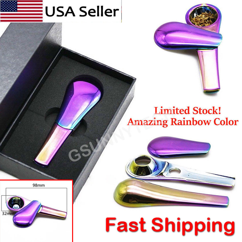 Newest Rainbow Portable Spoon Smoking Pipe Magnetic metal Tobacco Accessories Без бренда