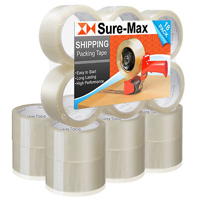 18 Rolls Carton Sealing Clear Packing Tape Box Shipping - 2 mil 2" x 55 Yards Sure-Max Does Not Apply