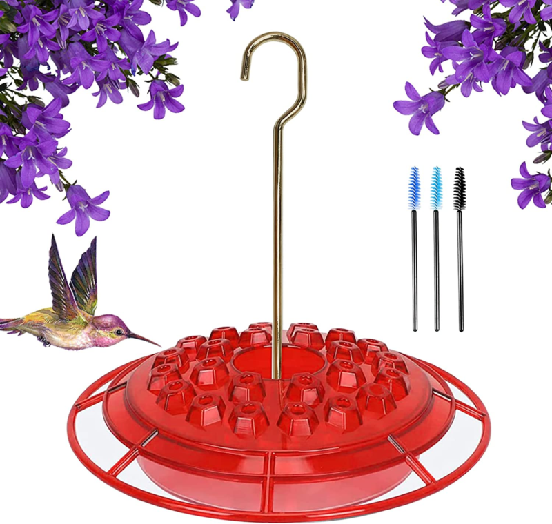 Red Hummingbird Feeder with 3 Cleaning Brushes,Built-In Ant Moat,Hummingbird Lfish