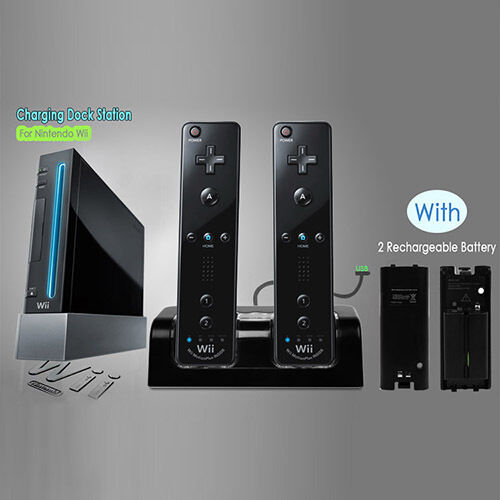 Dual Remote Charging Dock Station and 2 Rechargeable Batteries For Wii Black Unbranded GPCT169 - фотография #5