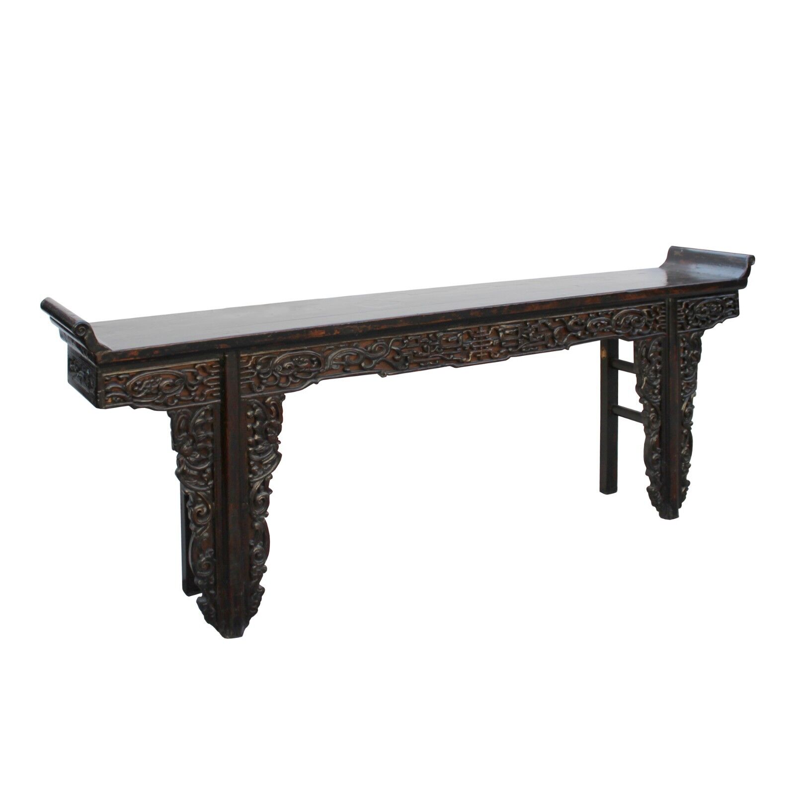 Chinese Vintage Dark Brown Dragon Carving Long Altar Console Table cs4567 Handmade Does Not Apply - фотография #6