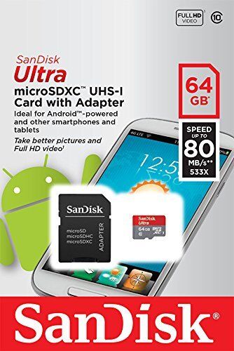 SanDisk 64GB Ultra Micro SD XC Class 10 Memory Card Samsung Galaxy S4 S5 S7 S8 9 SanDisk SDSDQUA-064G-U46A