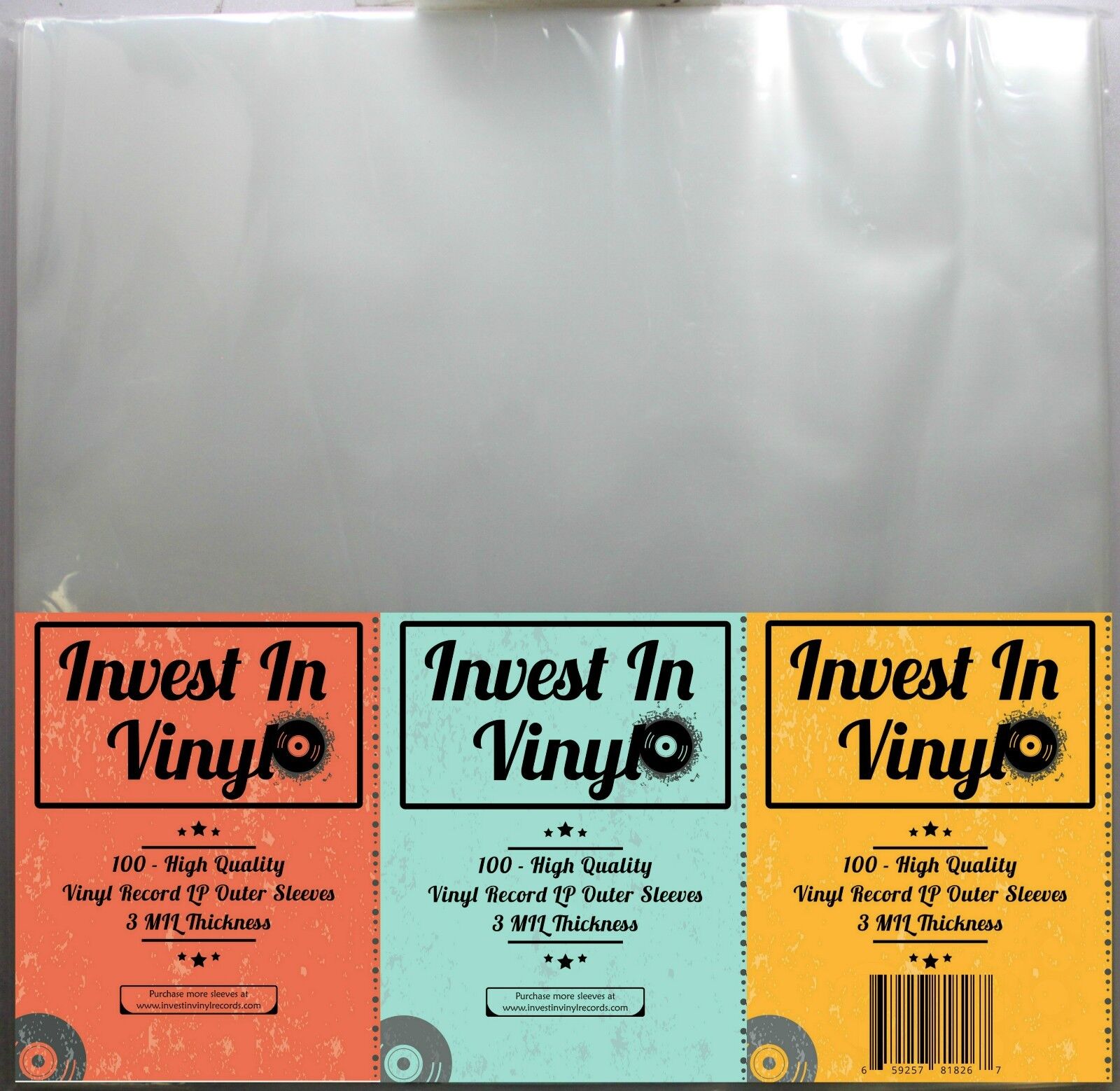 100 Clear Plastic LP Outer Sleeves 3 Mil. HIGH QUALITY Vinyl Record Album Covers Invest In Vinyl 12SP3M