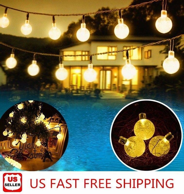 20ft 30 LED Solar String Ball Lights Outdoor Waterproof Warm White Garden Decor LINKPAL Does Not Apply