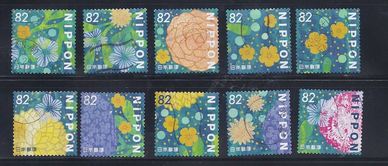 Japan 2018 Flowers in Daily Life Complete Used Set of 10  82Y Scott# 4212 a-j Без бренда