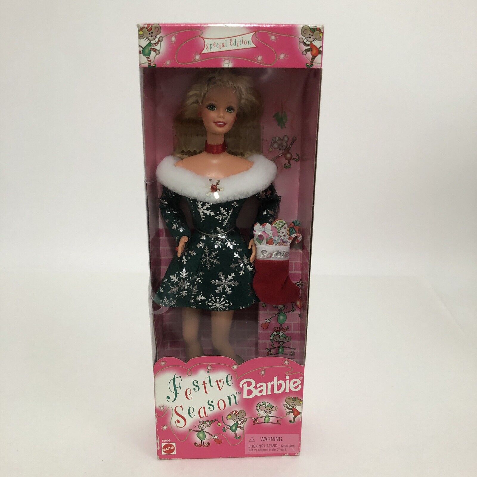 Barbie Doll 1997 Festive Season Christmas 18909 Holiday Stocking Stuffer Gift Mattel - фотография #2