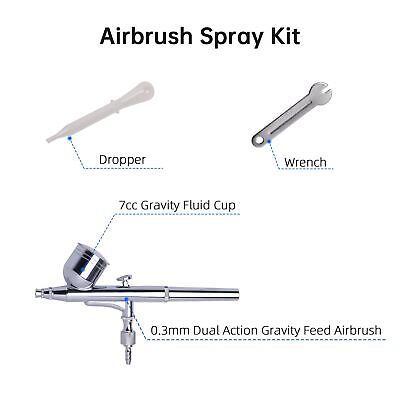 Dual Action Airbrush Gun 0.3mm Nail Art Paint Spray Makeup Gravity Feed Hobby YesSources YS-BRS-31-003 - фотография #2