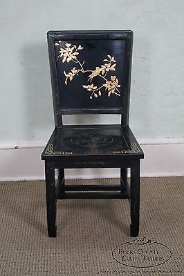 Antique Chinese Black Lacquer Chinoiserie Side Chair NA NA - фотография #2