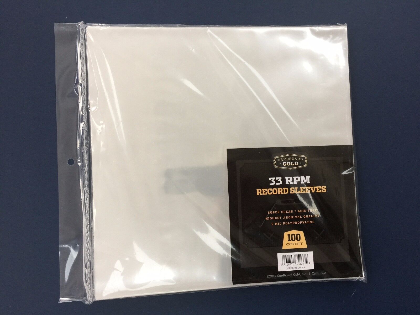 100 Clear Poly Plastic LP Outer Sleeves 2 Mil 12" Vinyl 33rpm Record Album Cover Card Board Gold 33 RPM RECORD SLEEVES - фотография #2