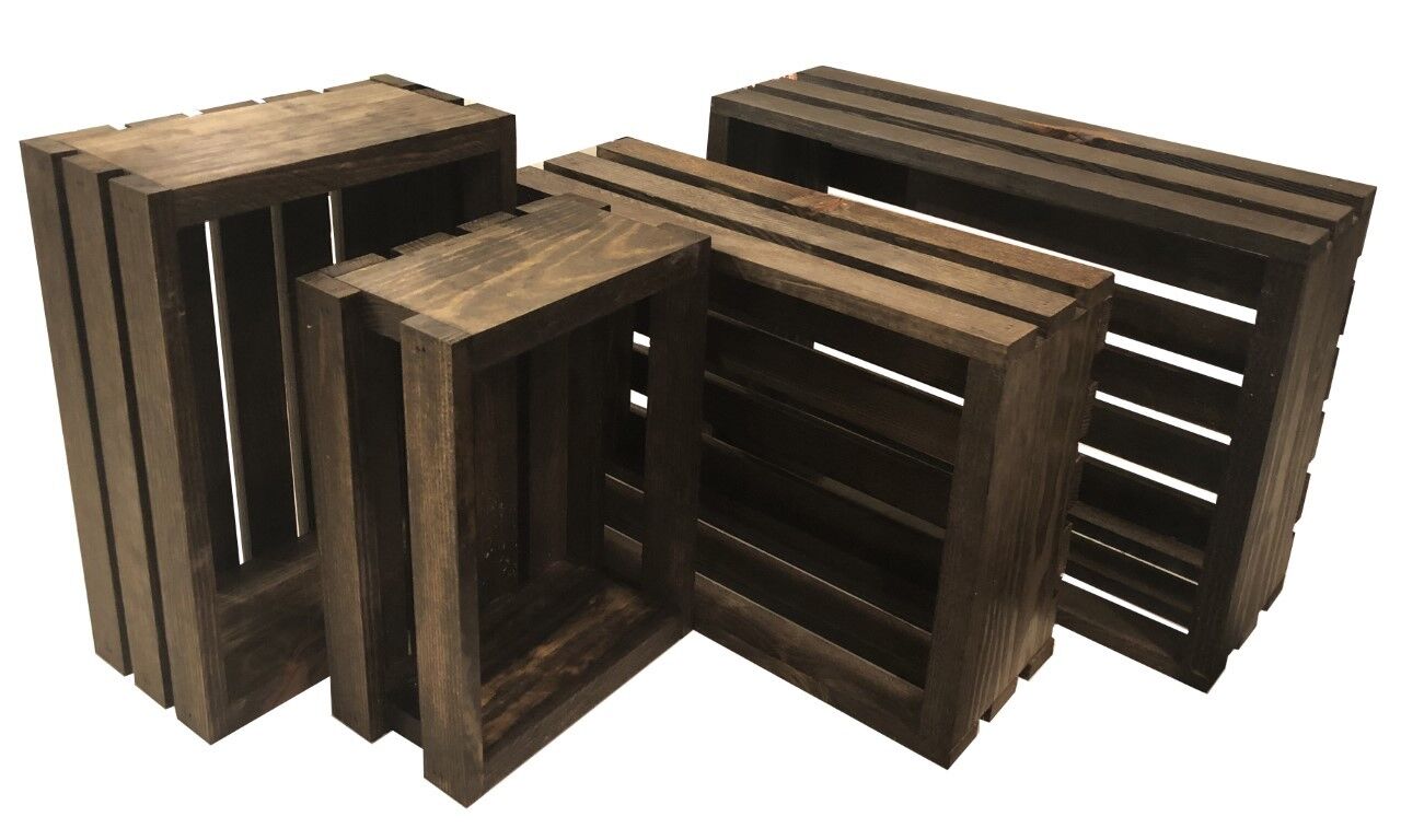 Rustic Wood Crates New Hand Crafted Set of 4 Mowwodwork