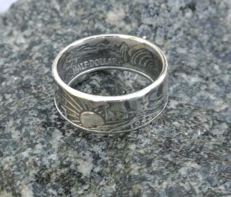 Silver coin ring 1940-47 Walking Liberty half size 9-13 FREE PRIORITY SHIPPING Handmade - фотография #3