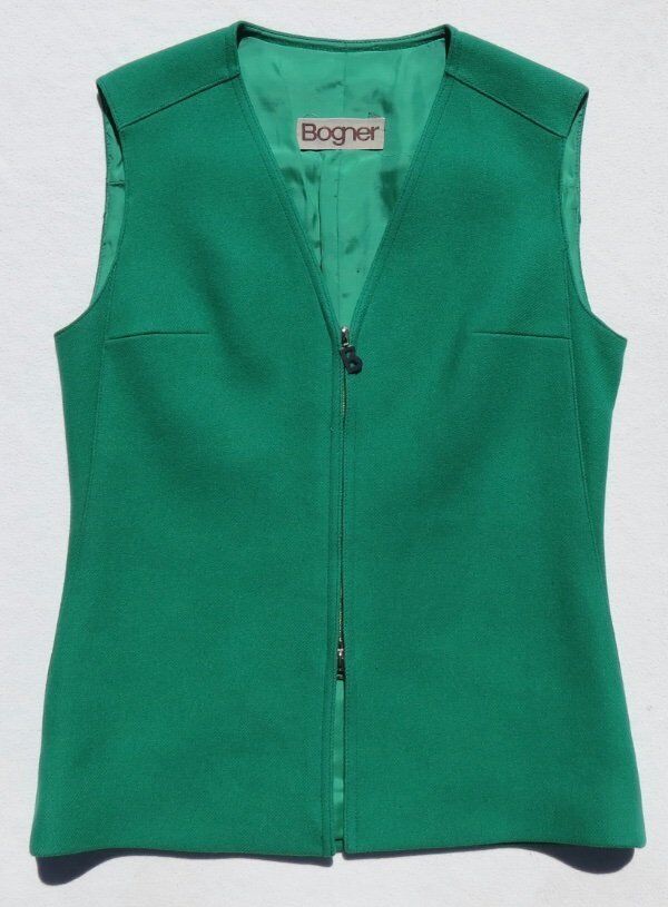 Vintage BOGNER Women’s Green Wool Zip Vest Jacket size 38 10 fits US 4 6 Bogner - фотография #4