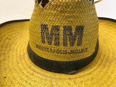 Vintage Minneapolis Moline Tractor Farmer Straw Hat Size Medium Ag Advertising Без бренда - фотография #2