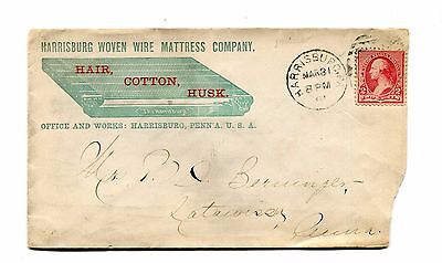 Vintage Advertising Envelope HARRISBURG WOVEN WIRE MATTRESS CO 1891 Без бренда