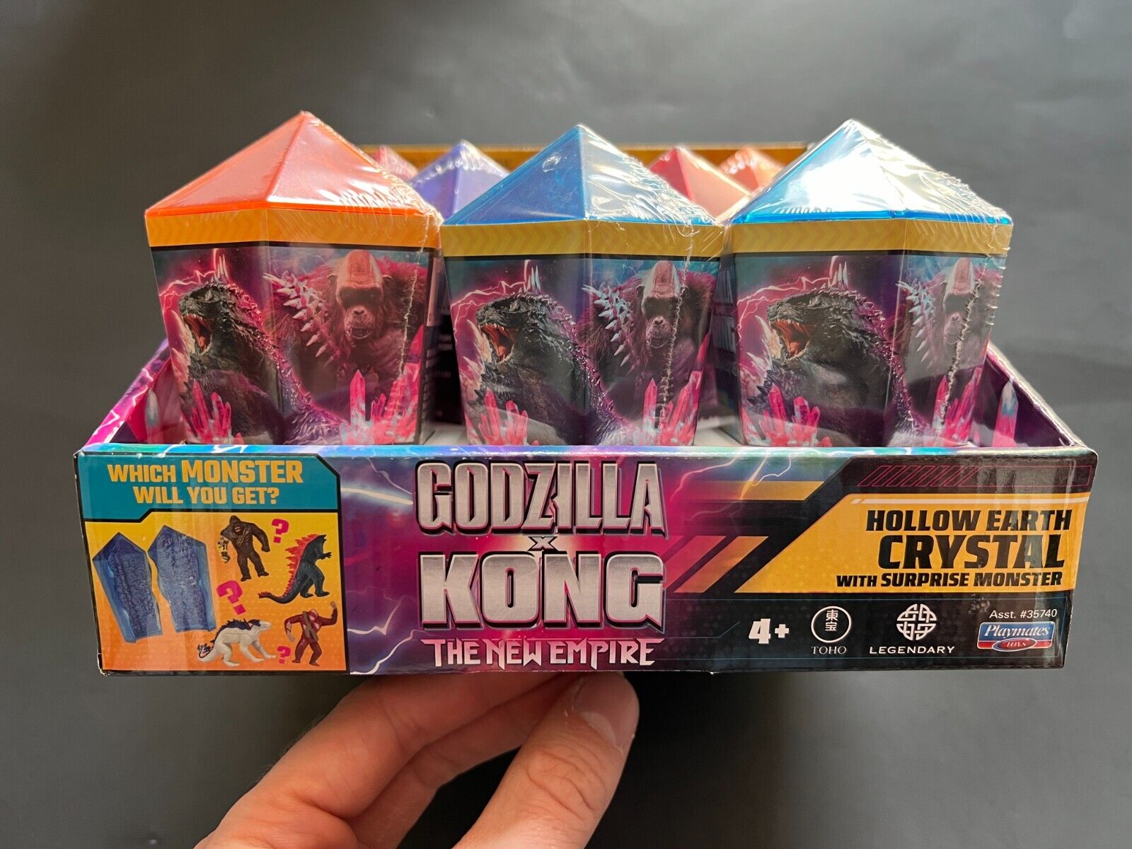 Godzilla x Kong New Empire Hollow Earth Crystal Surprise Monster Display Case x8 Playmates