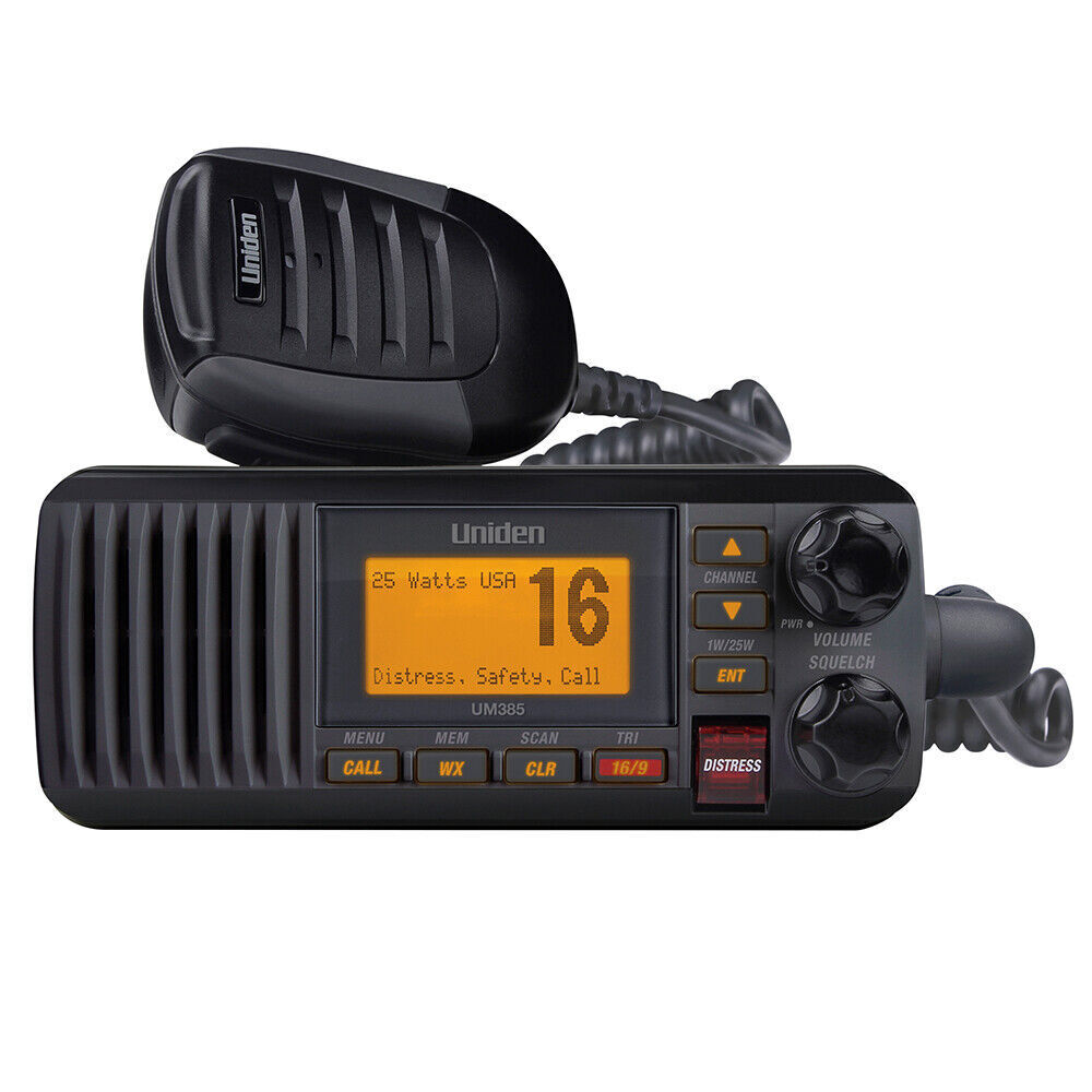 Uniden UM385 Fixed Mount VHF Radio Reliable Communication on the Water Black Does not apply