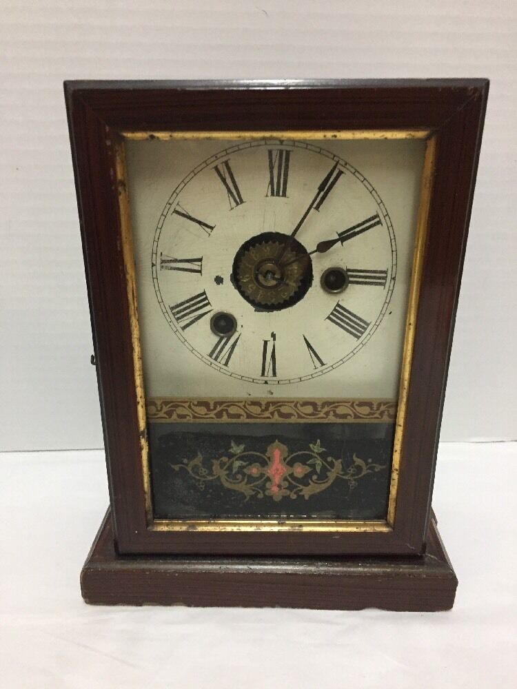 Vintage German Mantel Clock Schutzmarke Uhrenfabrik Teutonia  Schutzmarke Uhrenfabrik