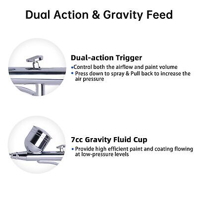 Dual Action Airbrush Gun 0.3mm Nail Art Paint Spray Makeup Gravity Feed Hobby YesSources YS-BRS-31-003 - фотография #3