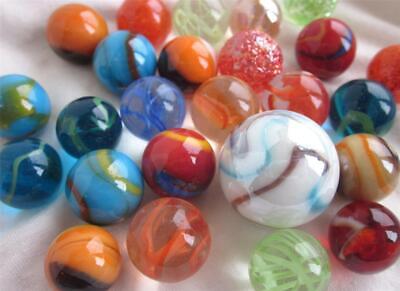 25 RANDOM MIXED ASSORTMENT Game Marbles shooter glass swirl lot Mega Marble Does Not Apply - фотография #2
