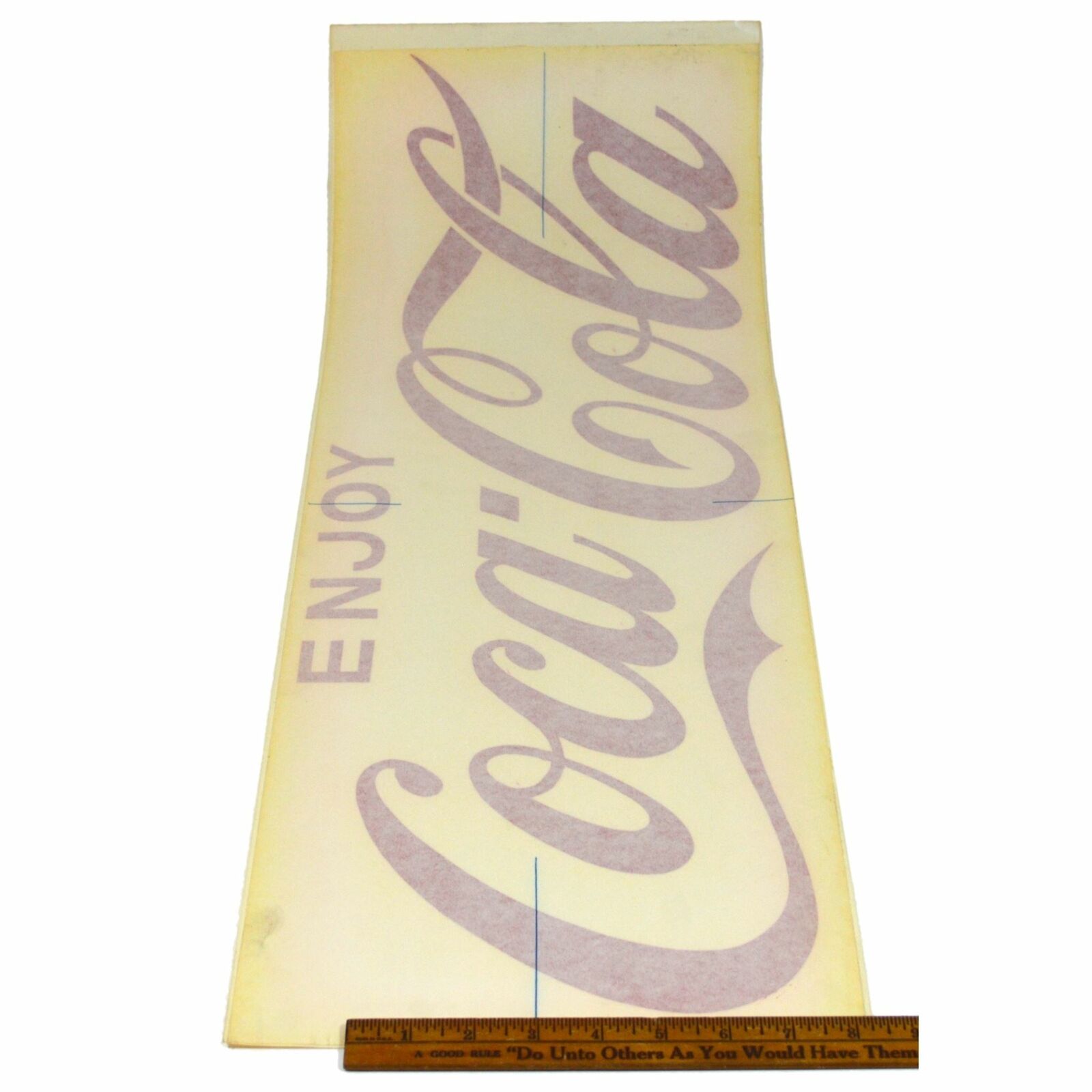Vintage "ENJOY COCA-COLA" WINDOW DECAL New-Old-Stock RED VINYL STICKER 28x9 NOS! Coca-Cola - фотография #4