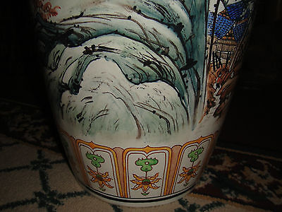 Chinese Japanese Very Large Floor Urn Vase Painted Scenes Two Handles Без бренда - фотография #8