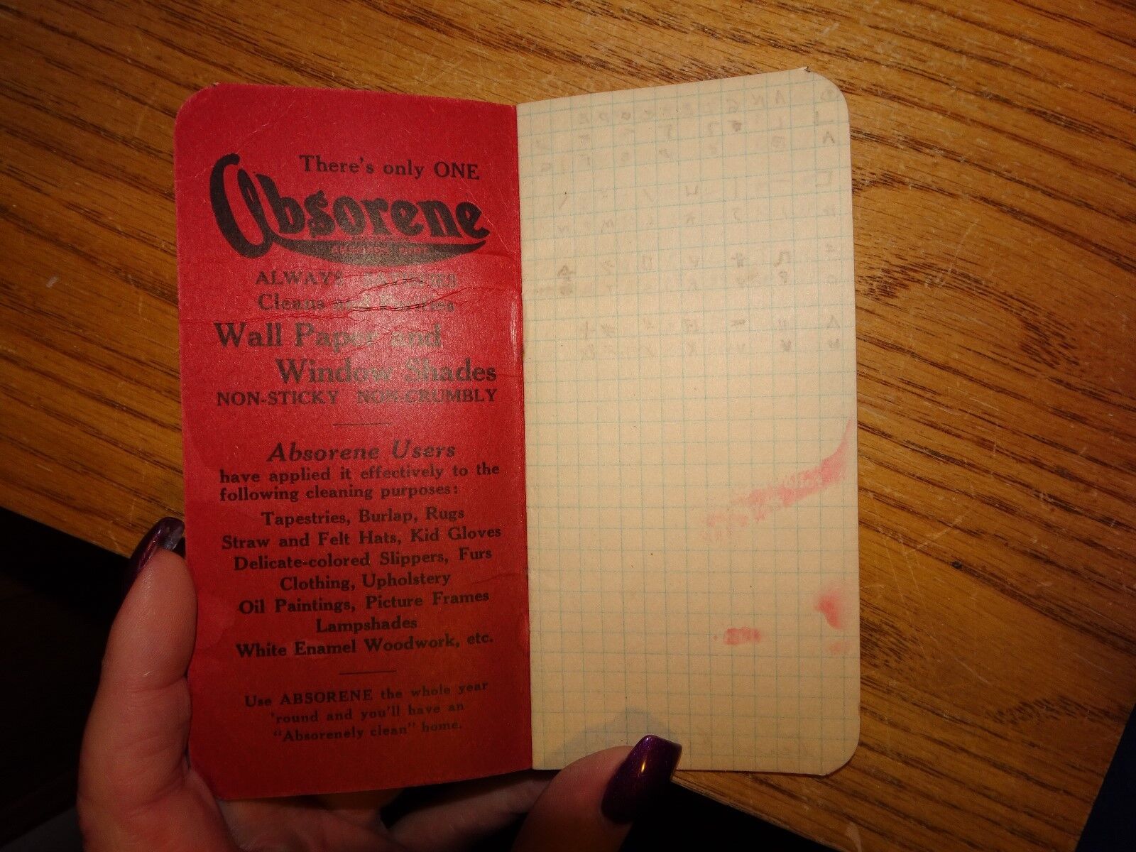 1941 Adv Note Book ABSORENE HRH CLEANER Zev PENN MILLER DEC CO MONMOUTH ILLINOIS Absorene - фотография #2