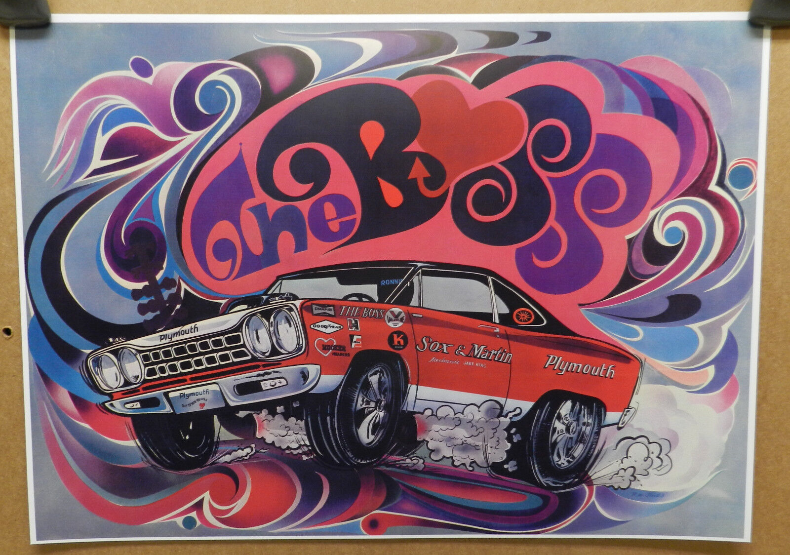 1968 PLYMOUTH ROADRUNNER BOSS SOX MARTIN HEART 68 DRAG RACING CAR CRAFT POSTER Без бренда