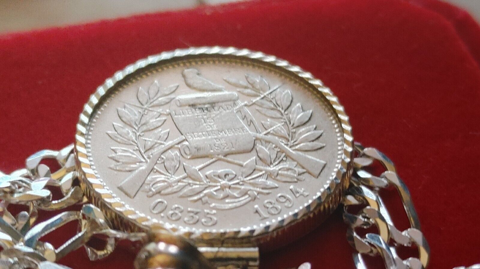 1894 Guatemala Muskets Scales of Justice 2 REALES Pendant  18" 925 SILVER CHAIN Everymagicalday - фотография #12